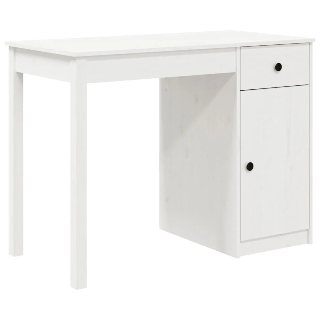 Scrivania tavolo postazione di lavoro mobile per computer studio 100 x 50 x 75 cm legno massello di pino bianco 02_0023498