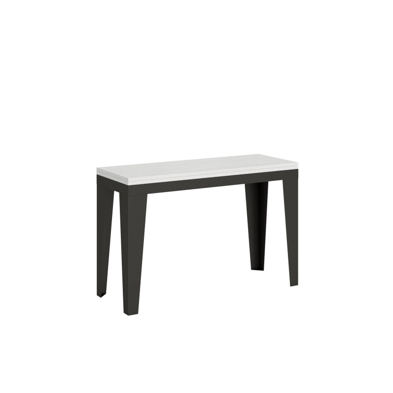 Tavolo apribile 120/200x45/90 cm Flame Double telaio Antracite - Bianco Frassino