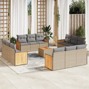 Set Divano da Giardino 13 pz con Cuscini Beige in Polyrattan 3227522