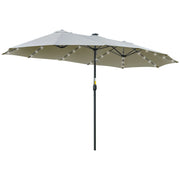 Ombrellone da Giardino Doppio 450 cm con 48 Luci LED e Manovella Grigio Chiaro