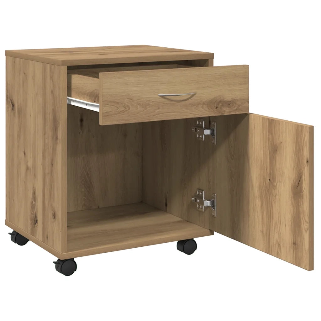 Armadietto con Ruote Rovere Artigianale 45x38x54 cm Truciolato 856655