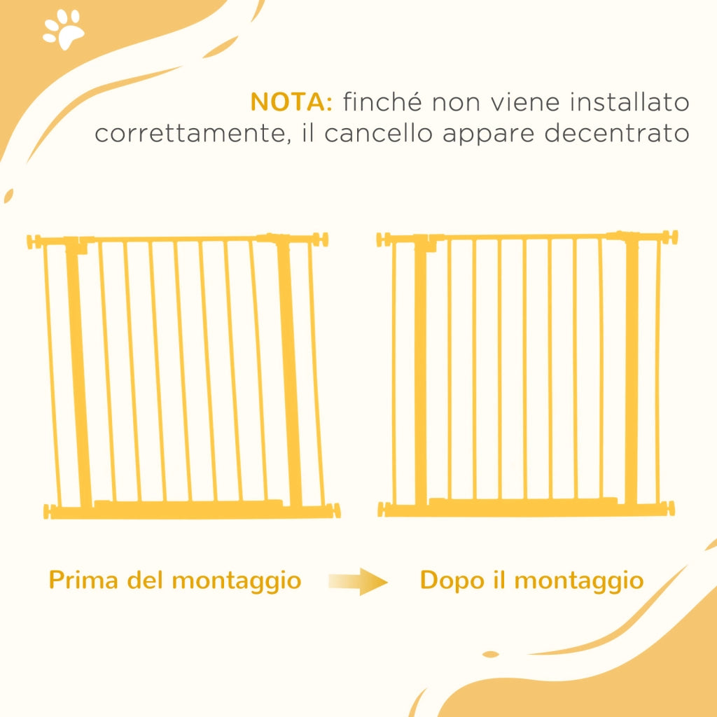 Cancelletto di Sicurezza per Animali Allargabile ¨C zephmum ¨C Bianco Acciaio 76x76-82 cm