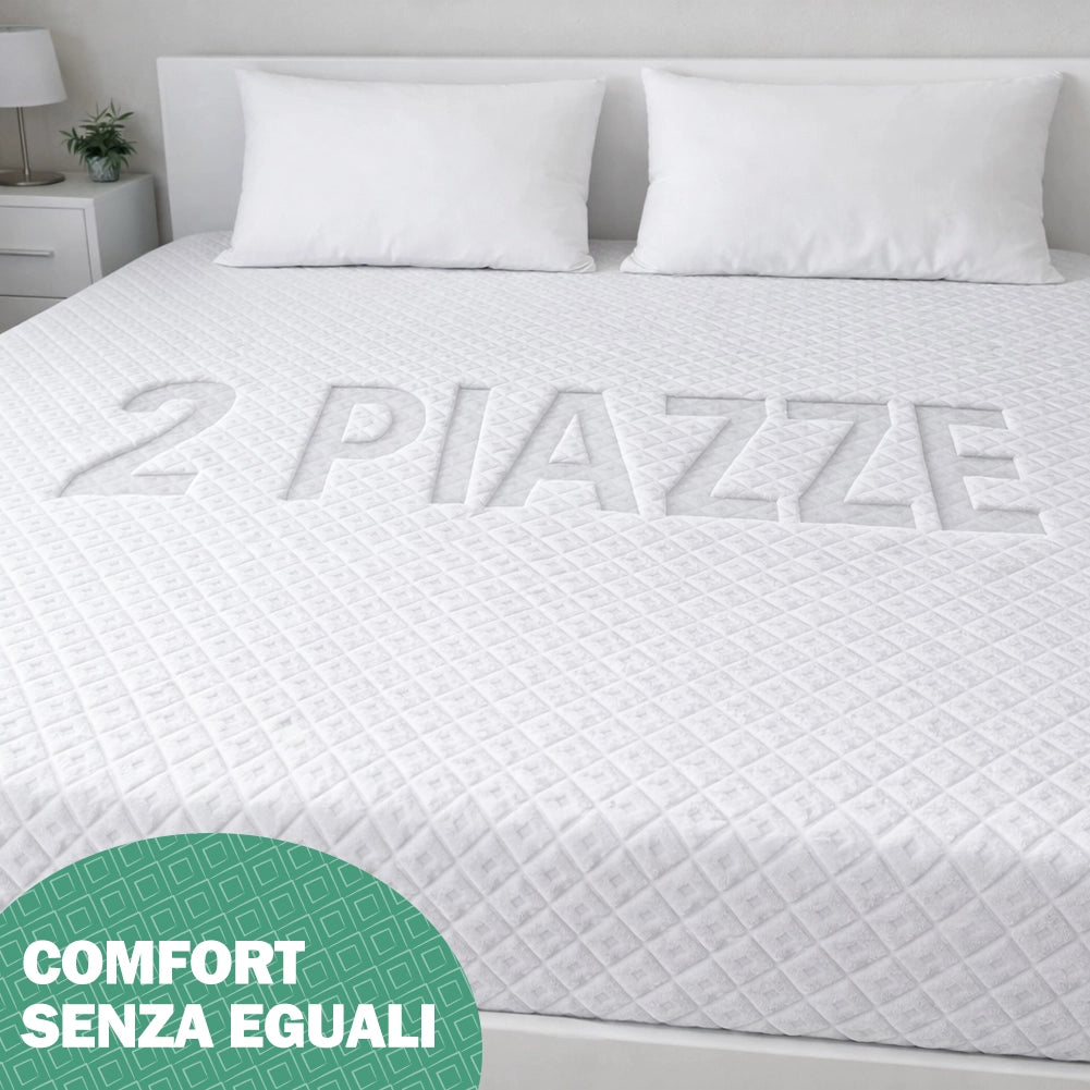 Coprimaterasso Matrimoniale 180x200x25 cm in Spugna Jacquard Elastico Anti Acaro