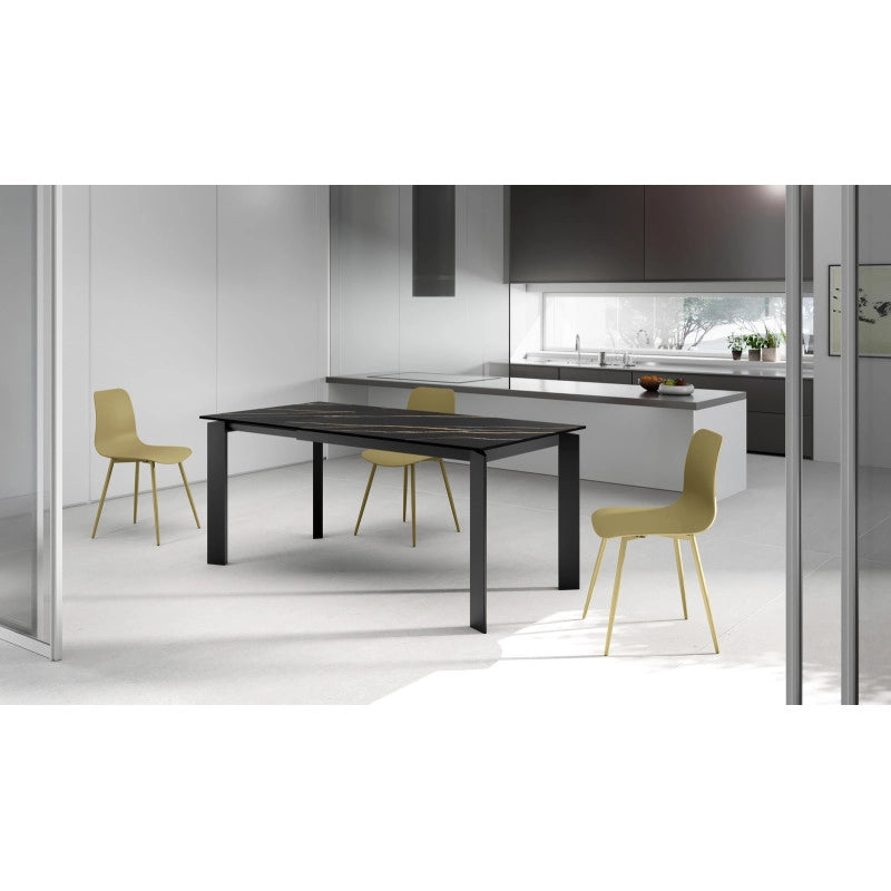 Tavolo allungabile con top in ceramica Gambe in metallo verniciato Allunghe interne Frame 80cm X 120-170cm H 75cm Stones