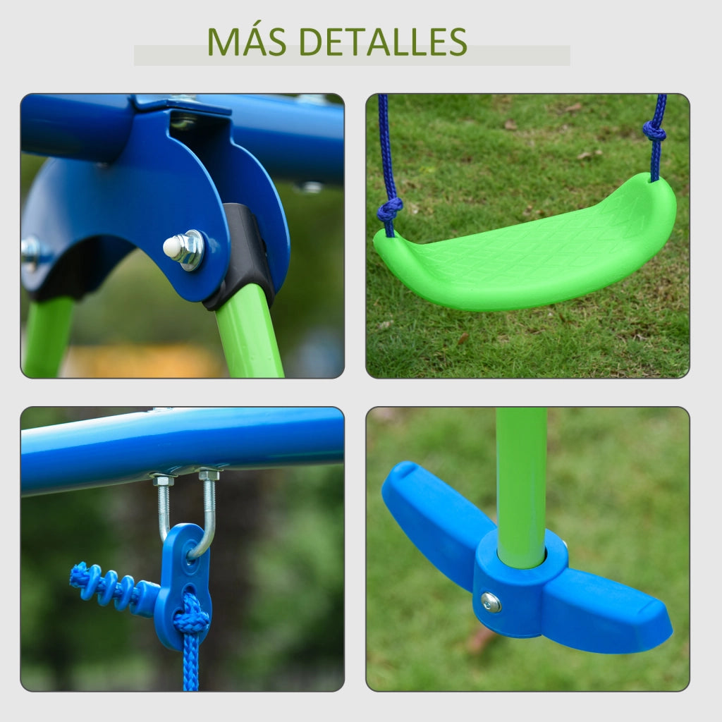 Altalena Giardino con Altalene e Dondolo ¨C zephmum ¨C Verde e Azul 280x140x178 cm