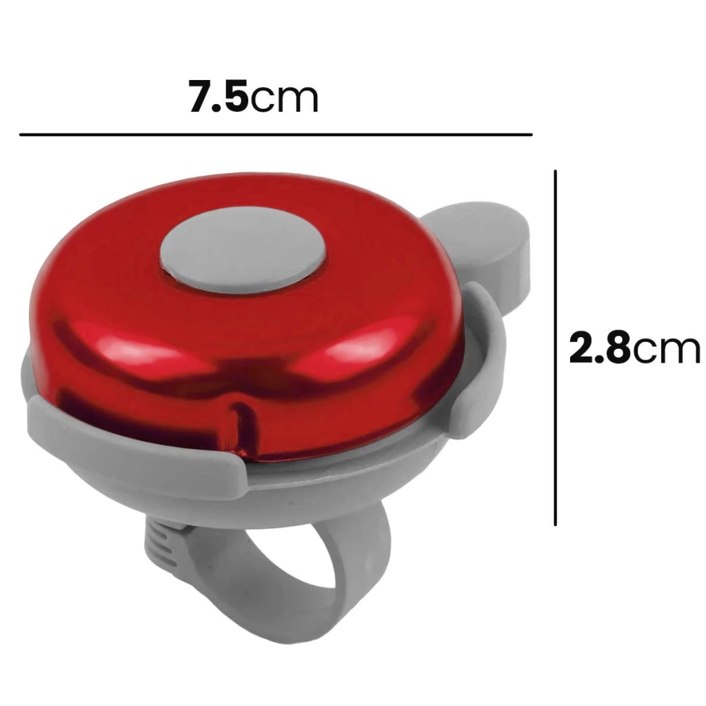 Campanello per bicicletta in alluminio medio per manubrio standard Rosso Avizar