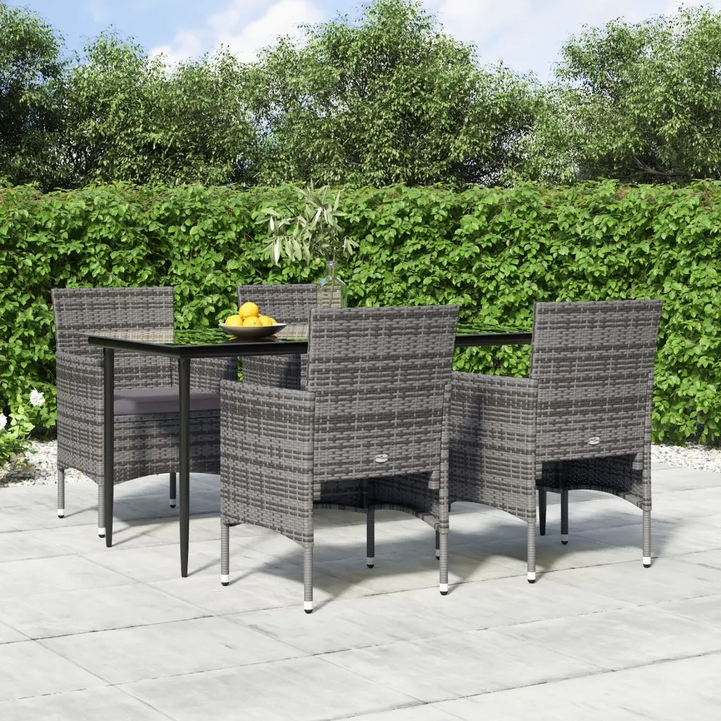 Set da Pranzo da Giardino 5 pz con Cuscini Grigio e Nero cod mxl 35459