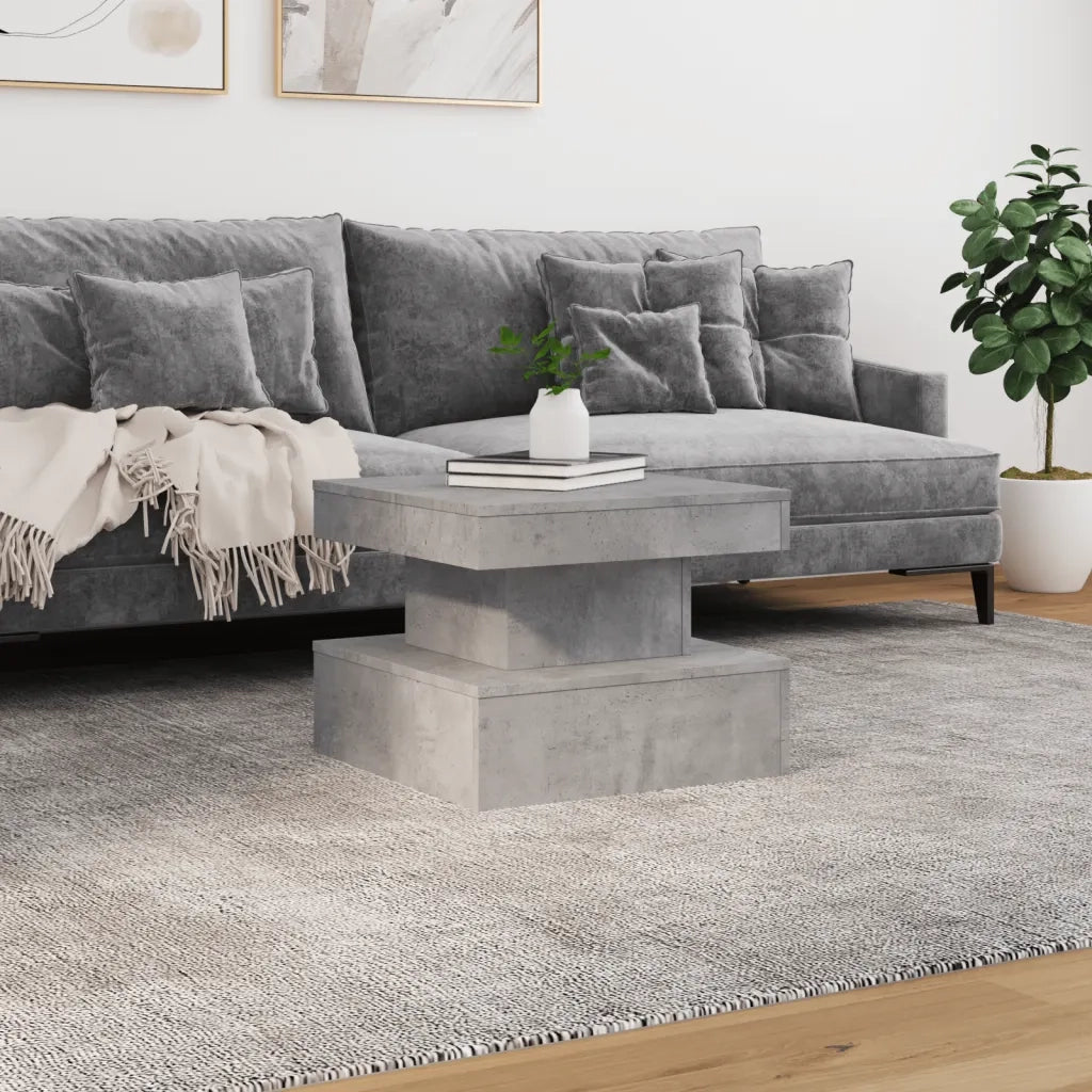 Tavolino da Salotto con Luci LED Grigio Cemento 50x50x40 cm 839843