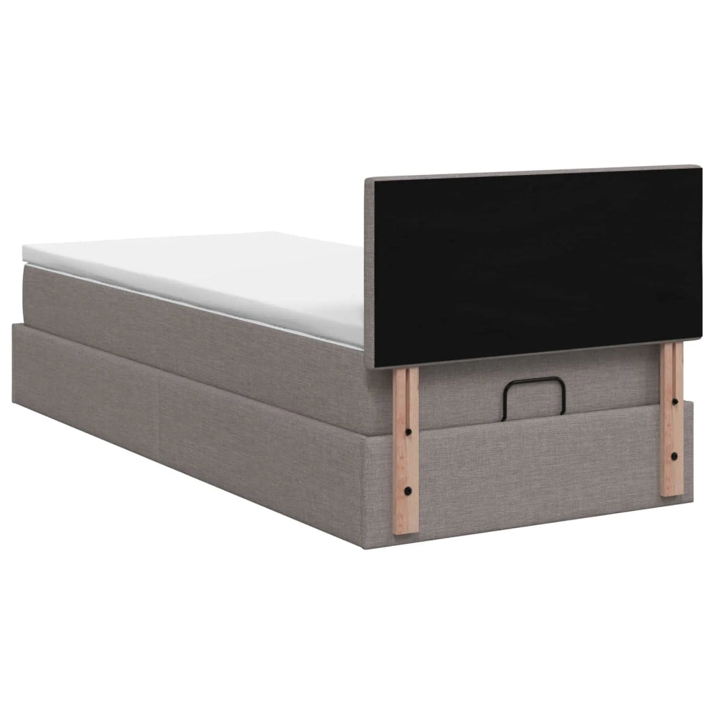 Letto Ottomano con Materasso e LED Tortora 100 x 200 cm Tessuto 3456971