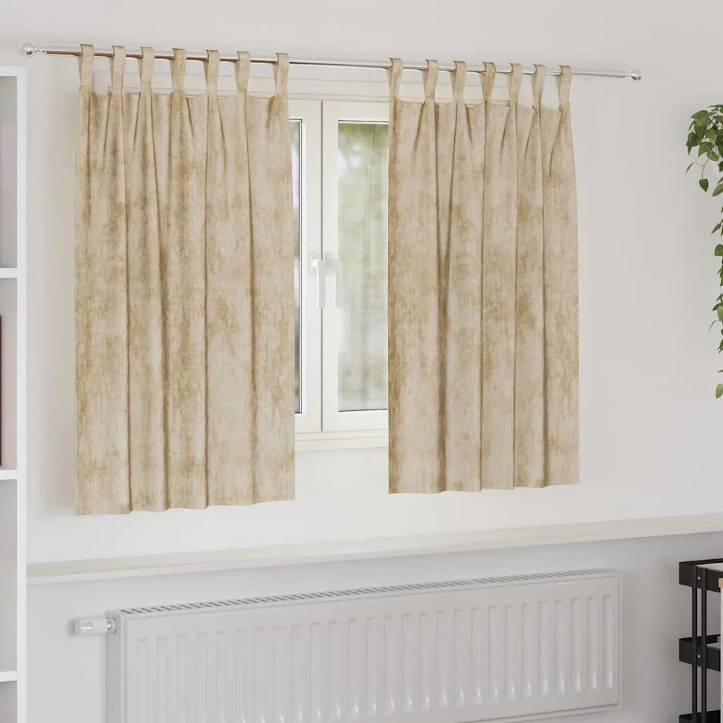 Tende in Velluto con tende 2 pcs Crema 140 x 140 cm Velluto 4107733