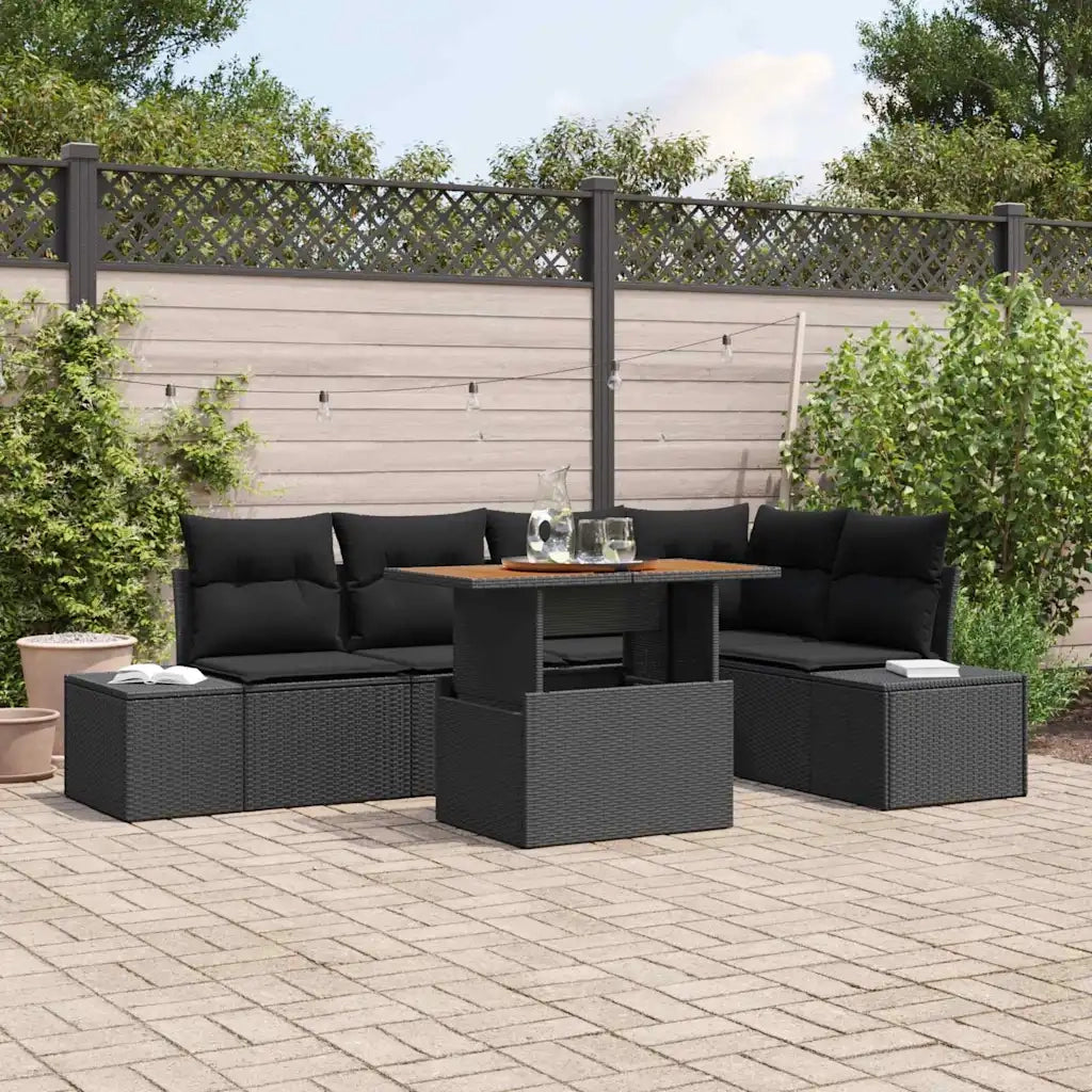 Set Divano da Giardino con archiviazione 6 pcs Nero Poly Rattan 3358704