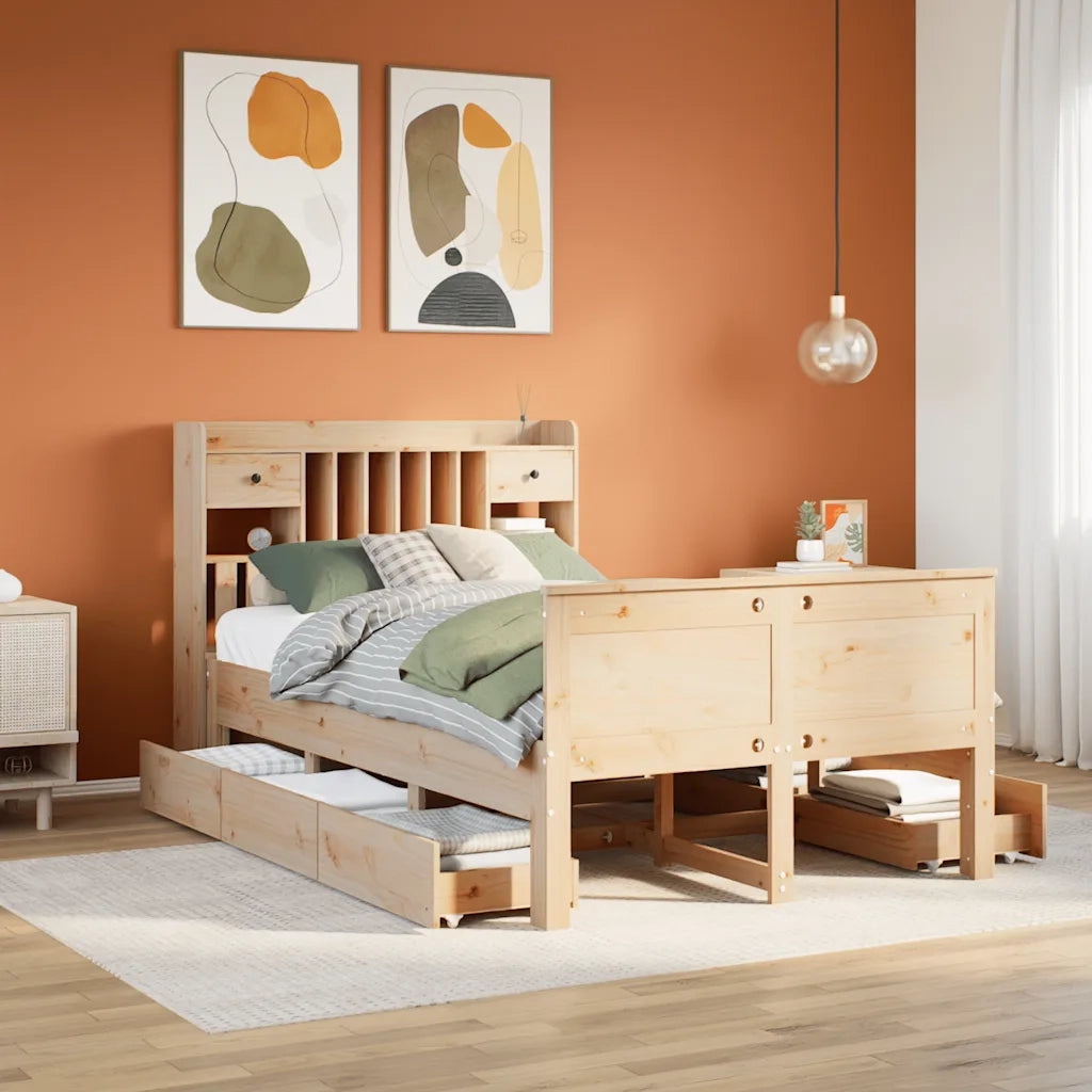 Letto Libreria senza Materasso 135x190 cm in Legno di Pino 3308936