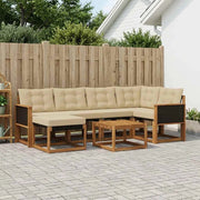 Set di divani da esterno 7 pz Naturale e Beige 3382073