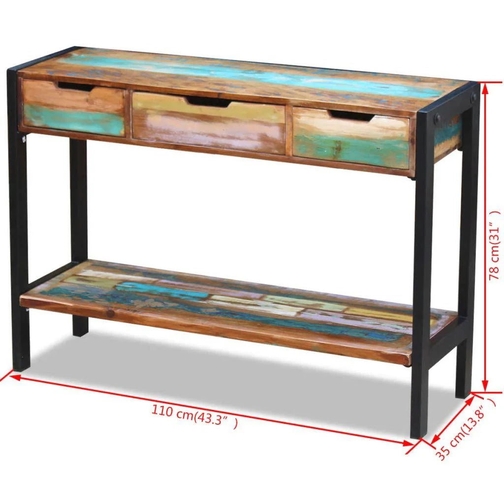 Buffet credenza mobiletto consolle mobile contenitore con 3 cassetti legno massello di recupero 4402007