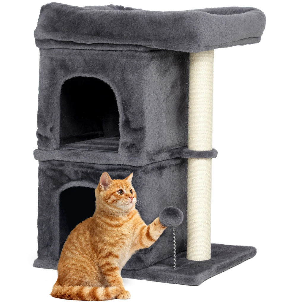 Torre per Gatti con 2 Casette e Lettino ¨C Zephmum ¨C Grigio Scuro