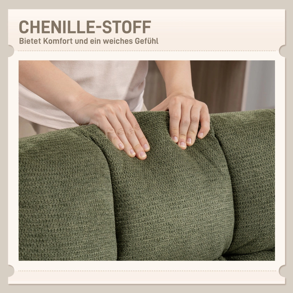 Poltrona girevole con ampia seduta ¨C zephmum ¨C verde, chenille, gambe in acciaio incrociate