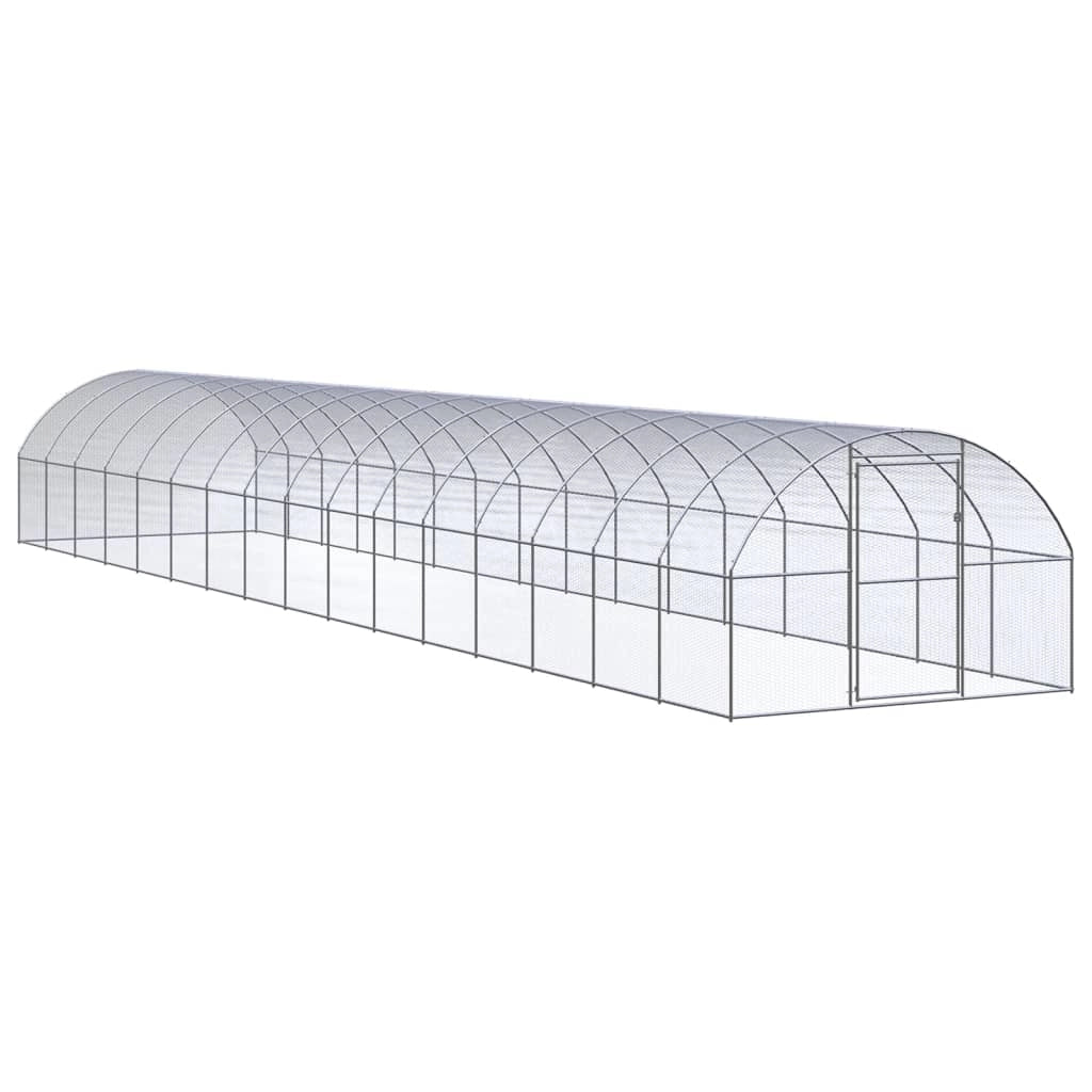 Pollaio recinto per polli da esterno 3 x 16 x 2 m acciaio zincato argento 02_0044002