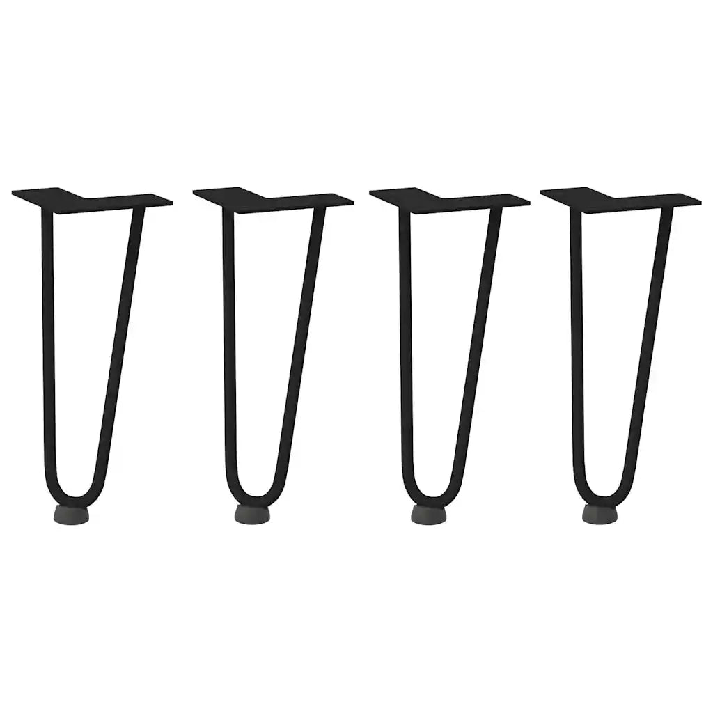 Gambe a forcina per tavolino 4 pz nere 30 cm in acciaio massiccio 4012416