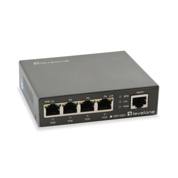 Levelone gep-0523 switch di rete gigabit ethernet (10/100/1000) supporto power over ethernet (poe) nero