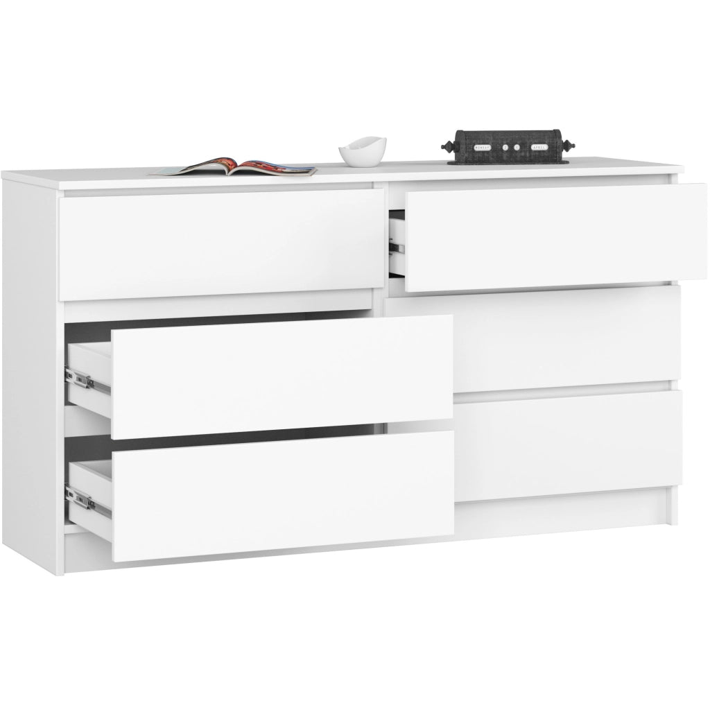 Cassettiera AKORD K140 Bianca 138 cm 6 cassetti 138x40x77 cm