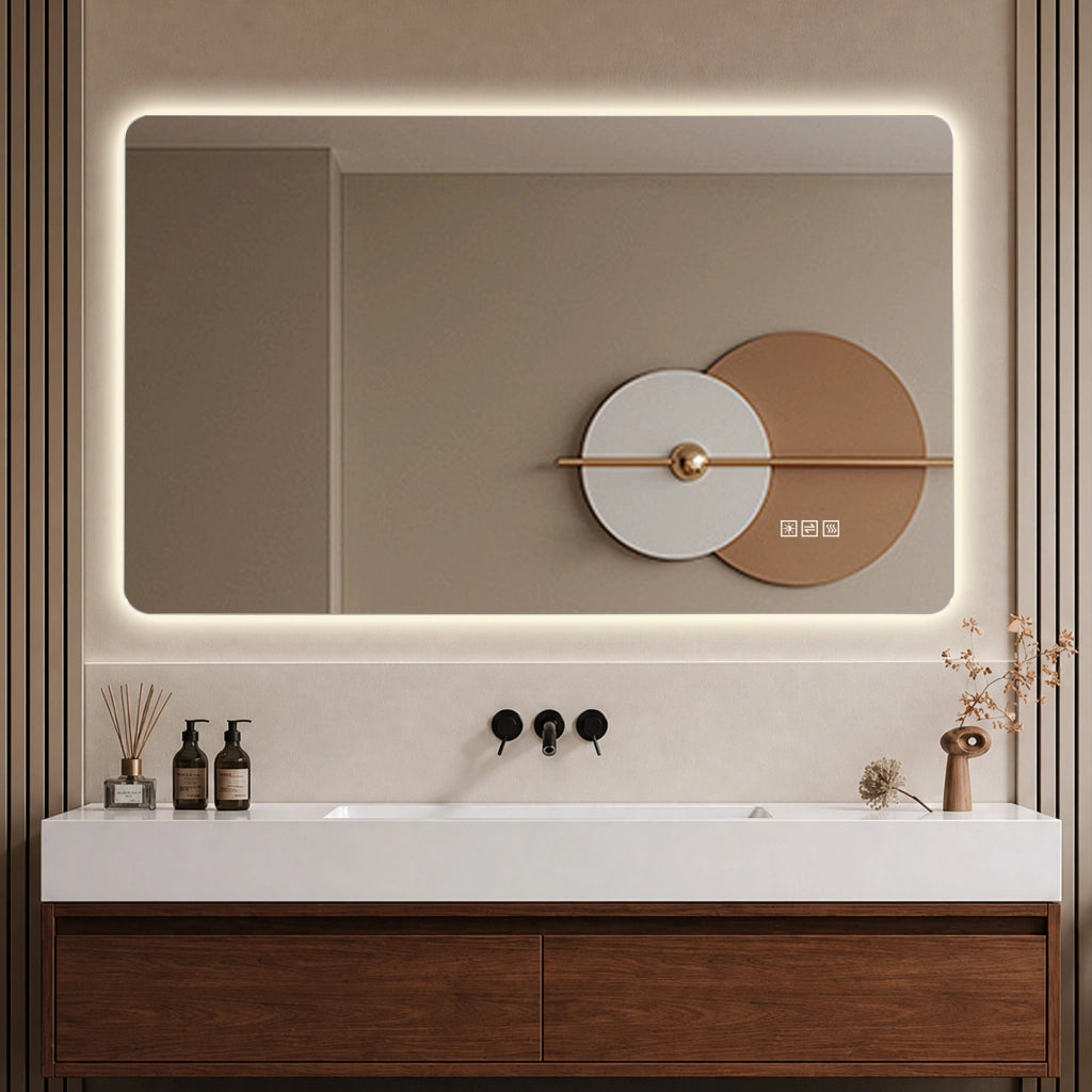 Specchio bagno LED 60 x 100 cm, anti-appannamento, 3 tonalità di luce, dimmerabile, memoria, montaggio orizzontale e verticale