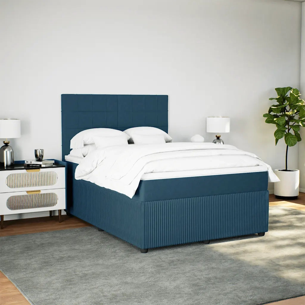 Giroletto a Molle con Materasso Blu 140x190 cm in Velluto