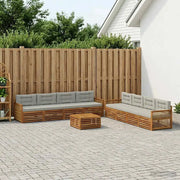 Set di divani da esterno 9 pcs Naturale e Grigio Chiaro 3383179