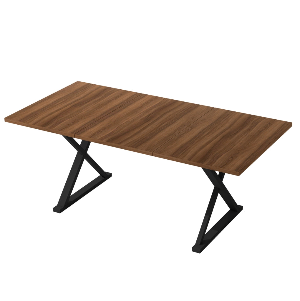 Tavolo da pranzo 180x90x75 cm; per 6-8 persone con gambe a X; MDF noce
