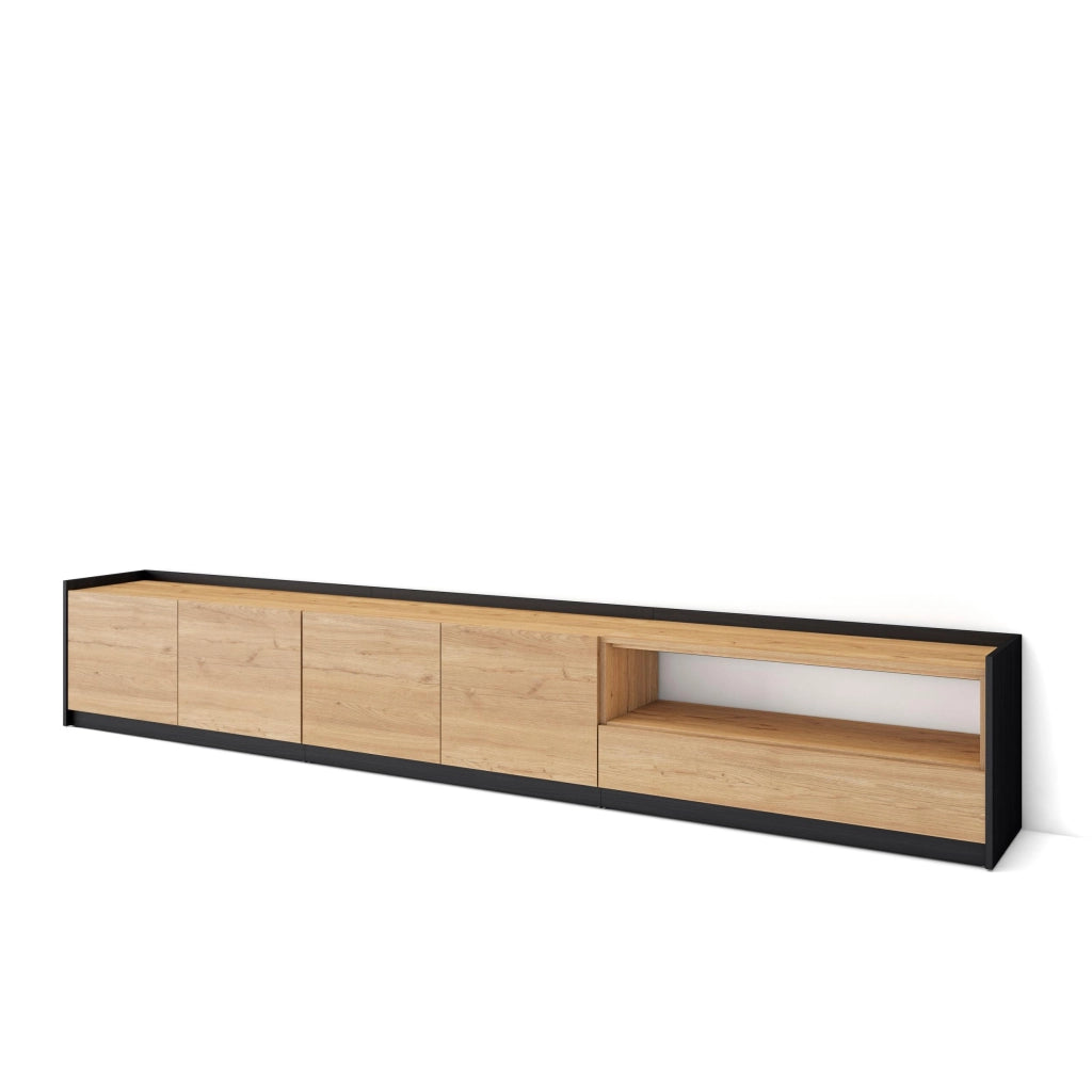 Mobile TV Soggiorno, 310x50x37 cm, Per TV fino a 80", Mobile Soggiorno, Rovere e nero