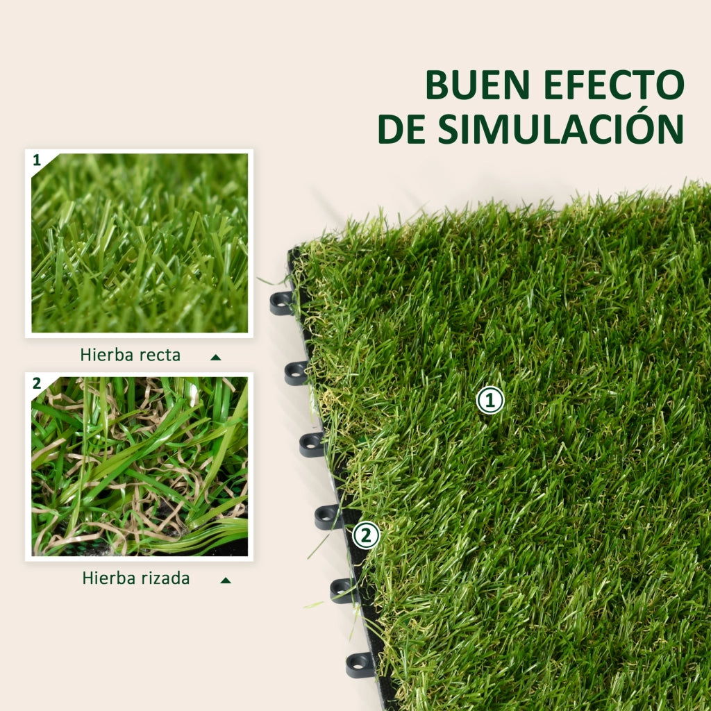 Tappeto erba sintetica 10 pezzi ¨C zephmum ¨C 30x30 cm verde scuro