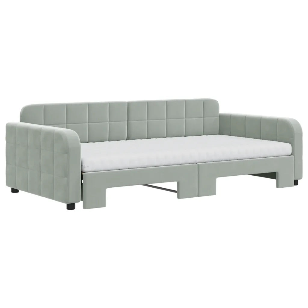 Divano Letto Estraibile Materassi Grigio Chiaro 100x200 Velluto 3196960