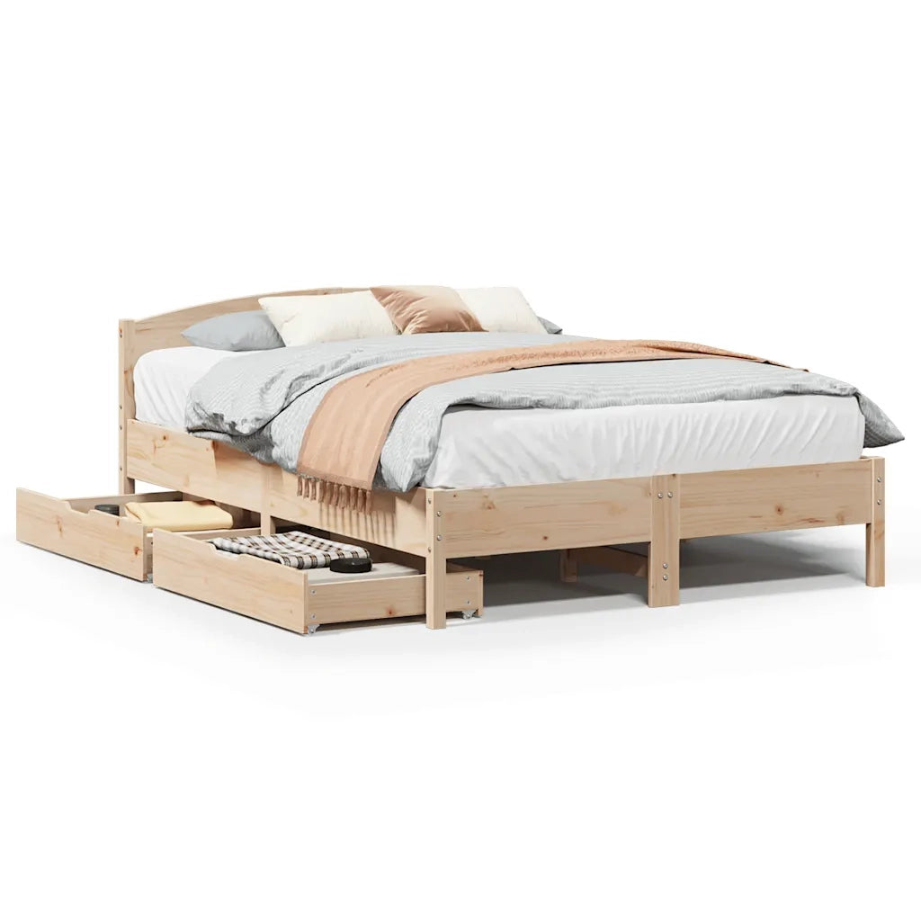 Letto senza Materasso 150x200 cm in Legno Massello di Pino 3301824