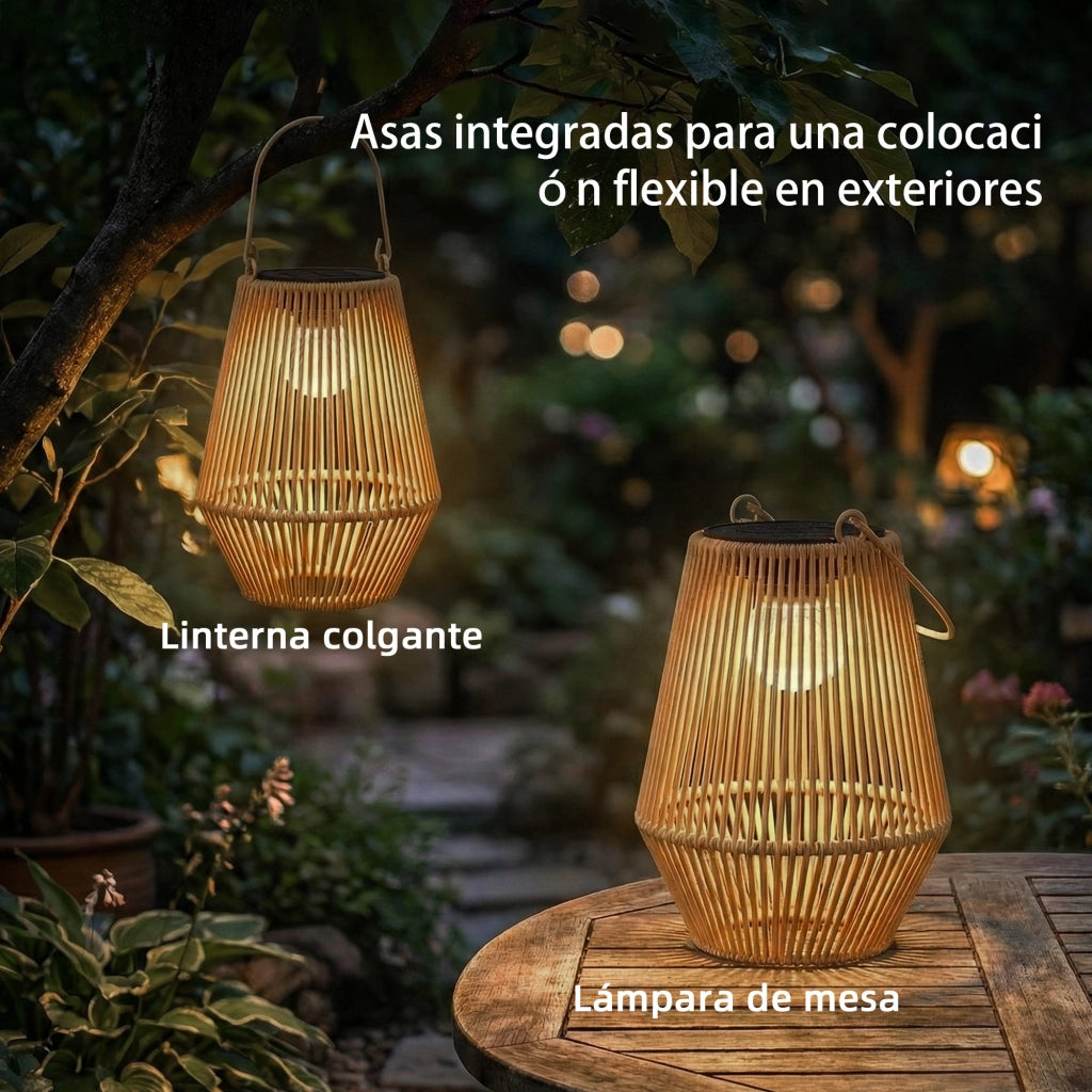 Lanterne Solari da Giardino 2 Pezzi ¨C zephmum ¨C Marrone Rattan IP44