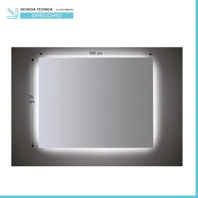 Specchio LED 100x70 installazione reversibile e illuminazione perimetrale