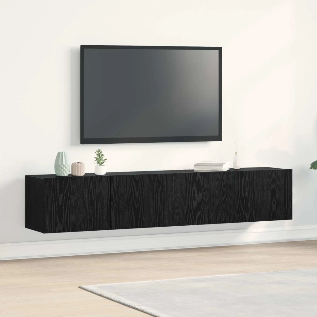 Mobile TV 2 pz Rovere Nero Legno ingegnerizzato 862784