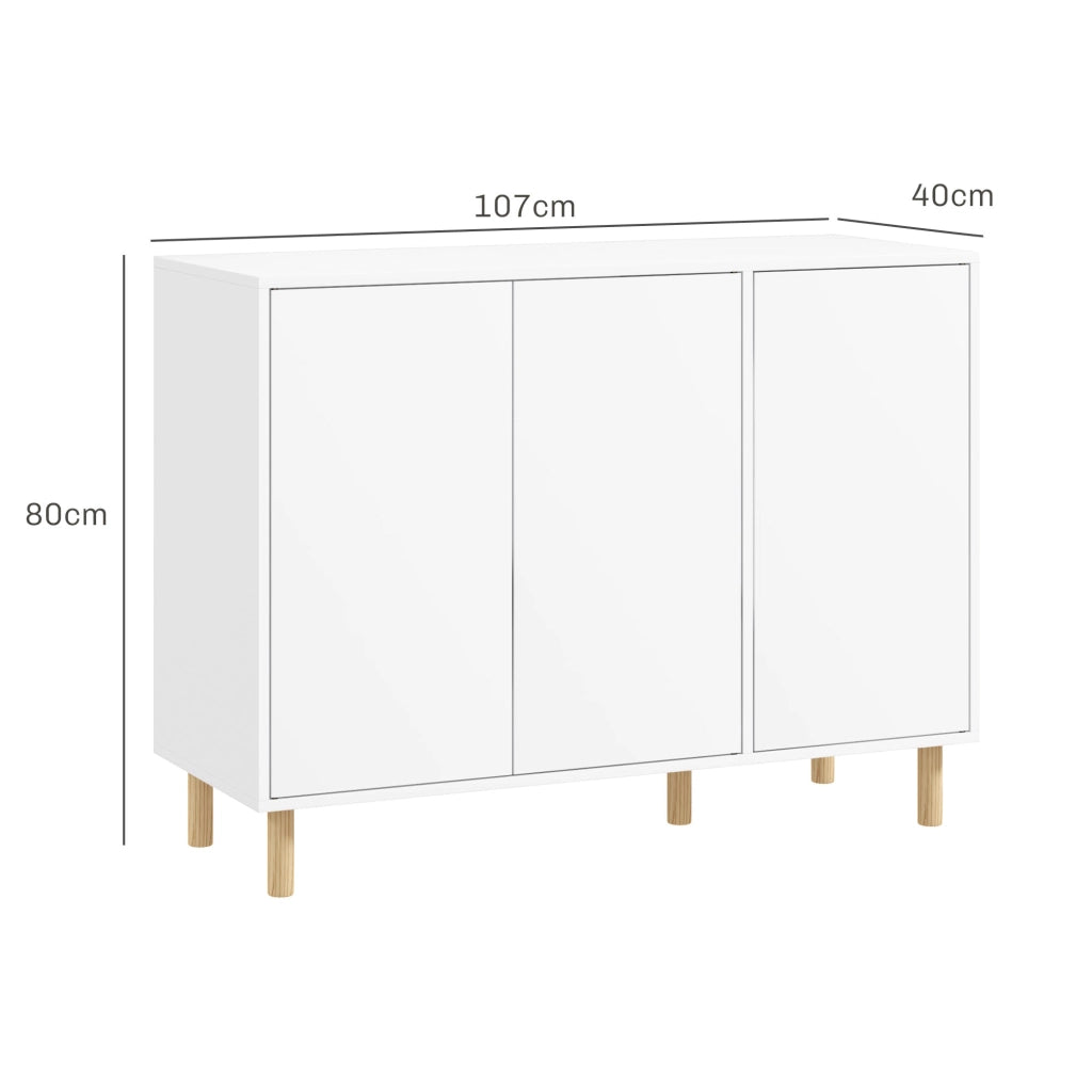 Credenza Moderna 2 Armadietti a 3 Ripiani Regolabili 107x40x80 cm Bianca