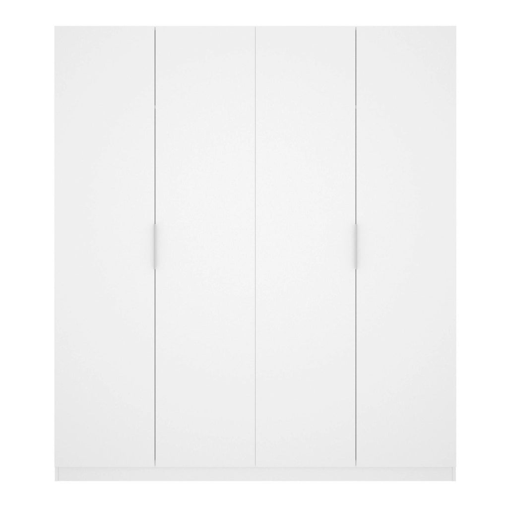 Guardaroba Iuventas, Mobile appendiabiti per camera da letto, Armadio a 4 ante battenti, 180x52h204 cm, Bianco
