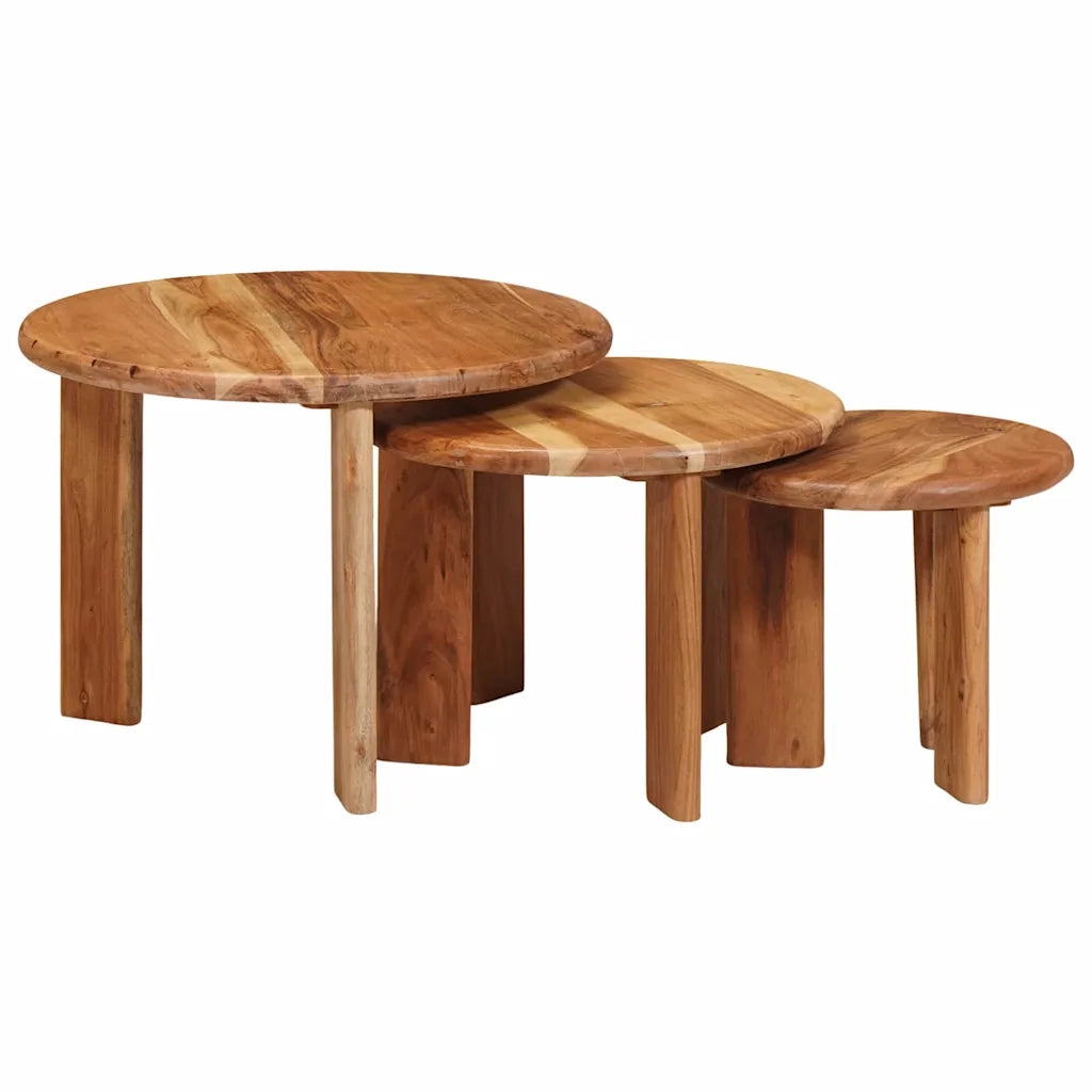 Tavoli da Caffè Nido 3 pcs Marrone Legno di Acacia Massello 4104655