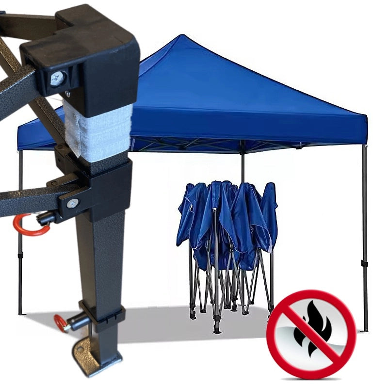 Gazebo 3x3m blu certificato IGNIFUGO SENZA laterali pieghevole portatile estendibile richiudibile estensibile acciaio per fiere eventi stand chiosco tenda tendone mercato mercatino