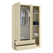Armadio Camera da Letto Mayos, Guardaroba 3 Ante Appendiabiti, 51x137 cm Marrone Rovere