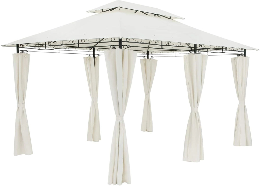 Gazebo Topas Padiglione 3x4m in Metallo Resistente Idrorepellente con Pannelli Laterali Tendone da Giardino Feste