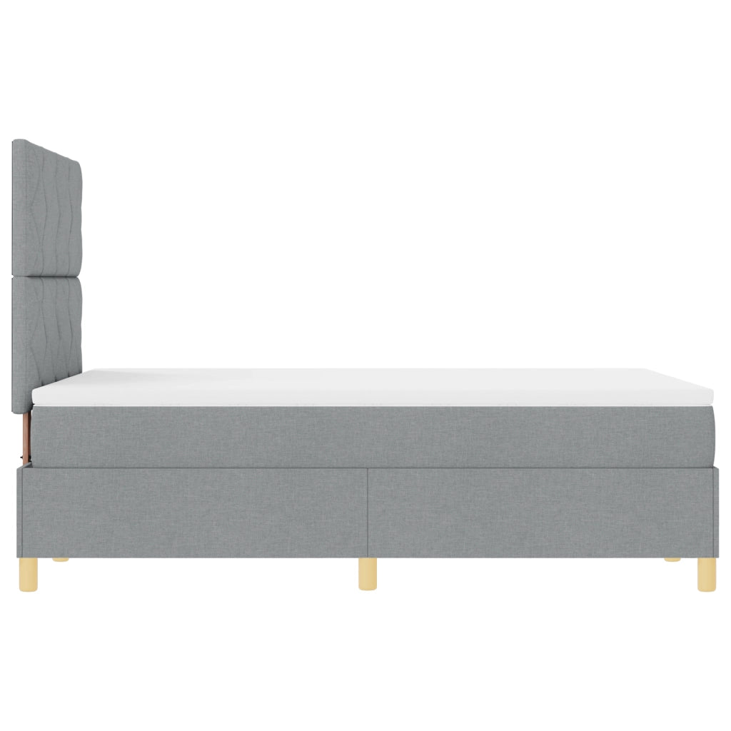 Letto con Rete e Materasso Grigio Chiaro Piccolo Matrimoniale in Tessuto