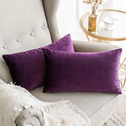 Set di 2 cuscini di velluto con fodera decorativa con chiusura a zip nascosta per divano, camera da letto 12 x 20 pollici 30 x 50 cm Aubergine Blu Scuro