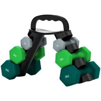 Set Manubri con Supporto, 3 Coppie di Pesi da 2 x 1 kg, 2 x 3 kg, 2 x 5 kg, Multicolore