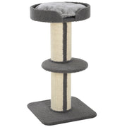Tiragraffi per gatti, albero tiragraffi stabile con piattaforma, in sisal, portata 30 kg, grigio, per gioco attivo e relax.