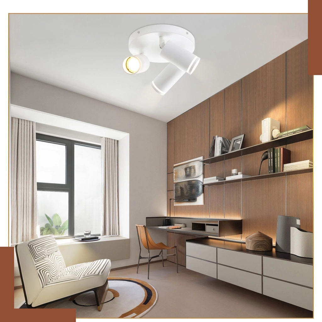 ZMH Faretto da soffitto bianchi 3 fiamme orientabili 355° per camera letto
