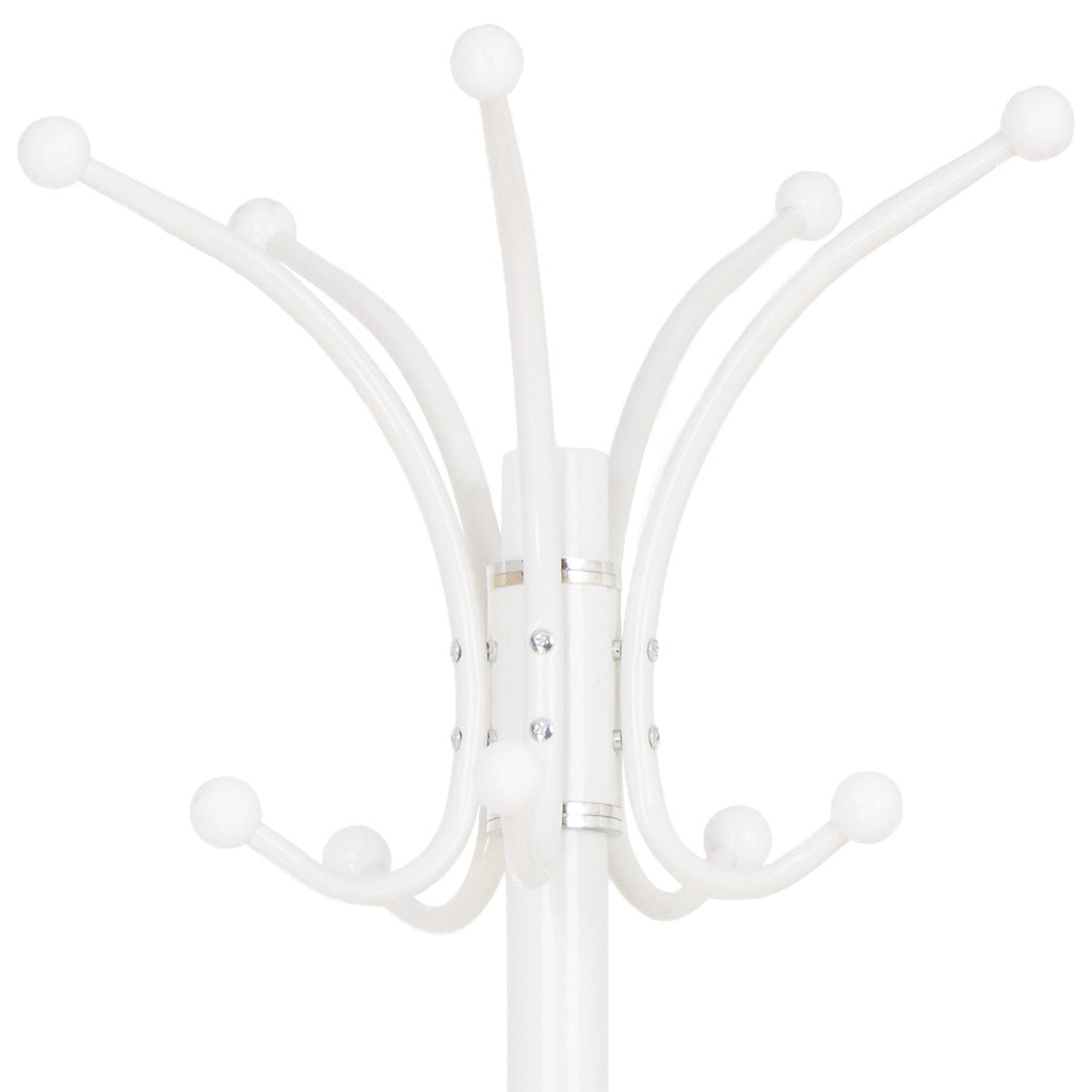 Perchero de metal blanco con paraguero y 5 ganchos D36x178h cm