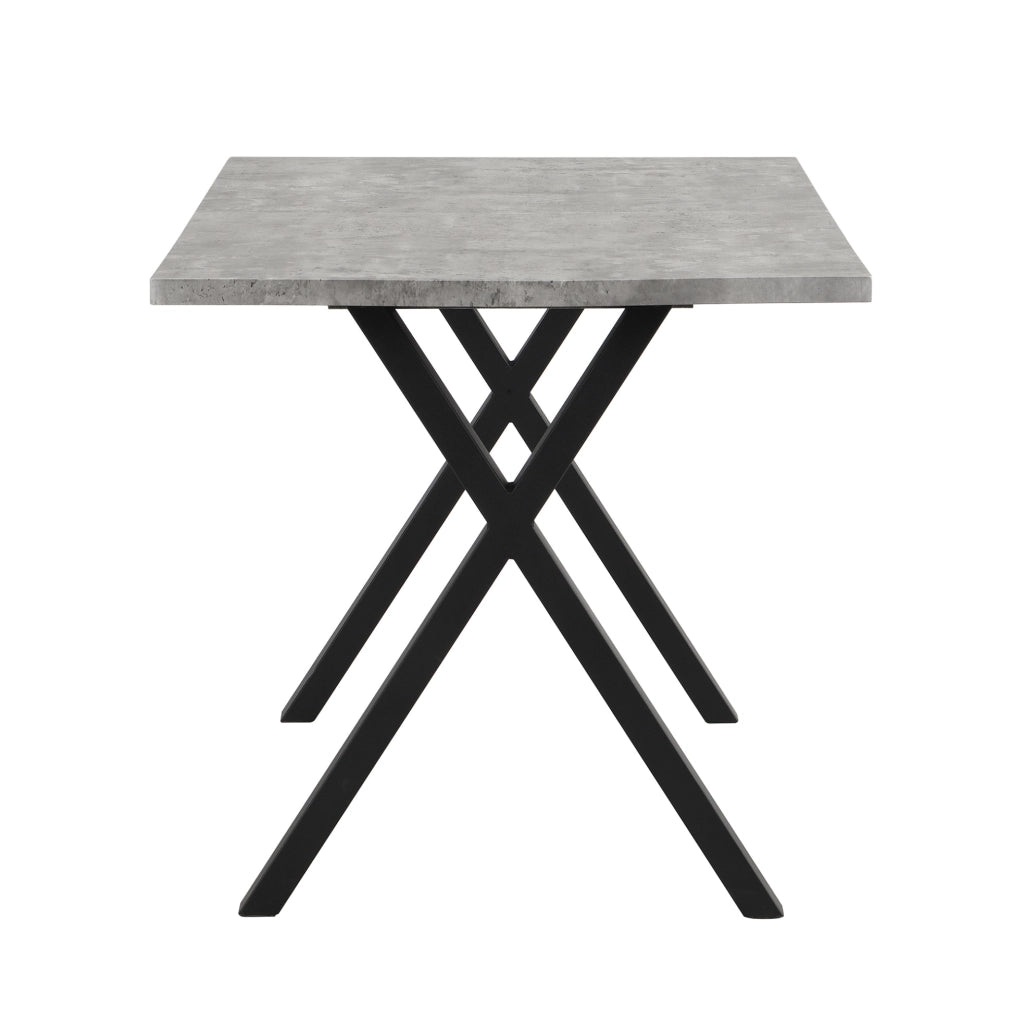 Tavolo da pranzo moderno con gambe incrociate in metallo; MDF; grigio e nero