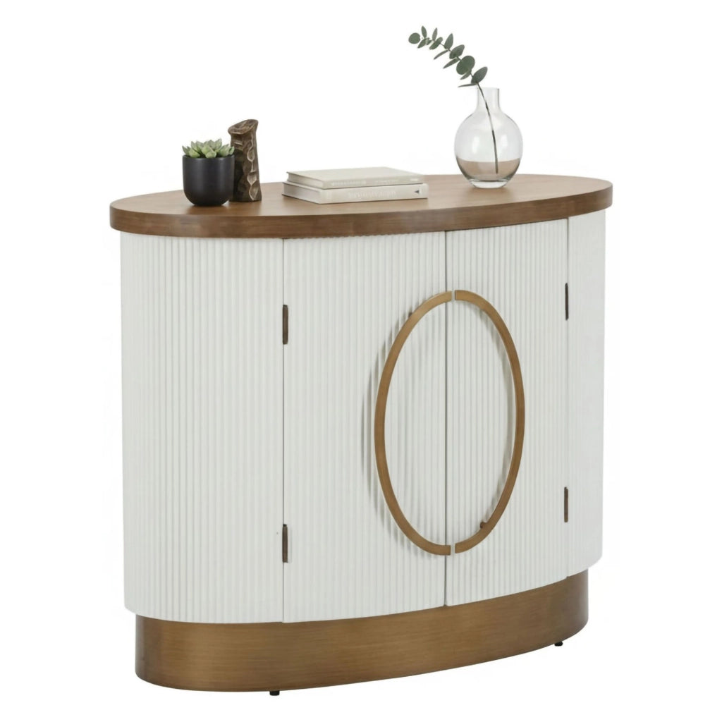 Credenza Kolinsky, Buffet da soggiorno, Madia da salotto, Dispensa da cucina, 79x48 h67 cm, Bianco e Marrone
