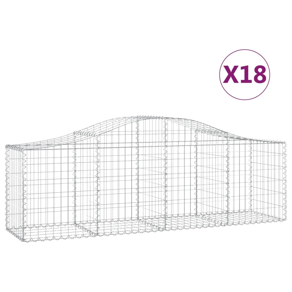Cesti Gabbioni ad Arco 18 pz 200x50x60/80 cm Ferro Zincato 3145612